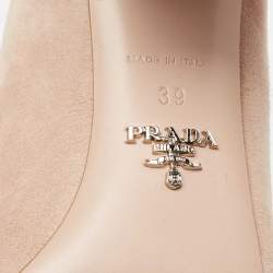 Pre Owned Prada Beige Suede Crystal Embellished Heels Slingback Pumps Size 39