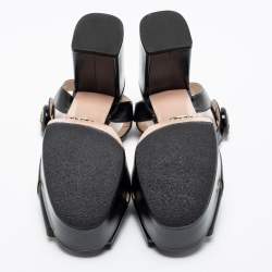 Pre Owned Prada Black Saffiano Leather Block Heel Platform Sandals Size 40