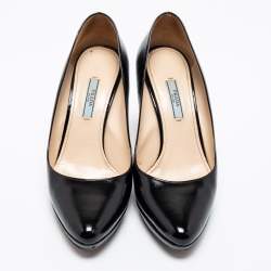 Pre Owned Prada Black Vernice Saffiano Leather Platform Pumps Size 39