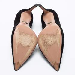 Pre Owned Prada Black Suede Wave Cut-Out Pumps Size 39