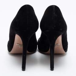 Pre Owned Prada Black Suede Wave Cut-Out Pumps Size 39