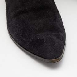 Pre Owned Prada Black Suede Knee Length Boots Size 40.5