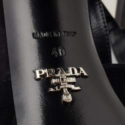 Pre Owned Prada Black Suede Crystal Embellished Heel Platform Slingback Sandals Size 40