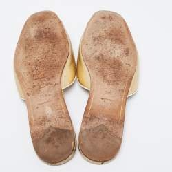 Pre Owned Prada Gold Saffiano Leather Flat Sandals Size 39.5