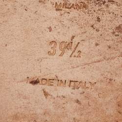 Pre Owned Prada Gold Saffiano Leather Flat Sandals Size 39.5