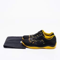 Pre Owned Prada Black Mesh Crystal Embellished Low-Top Sneakers Size 39