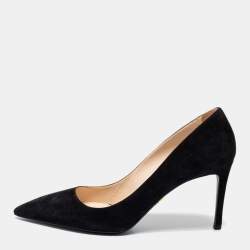 Pre Owned Prada Black Suede Pointed Toe Pumps Size 40.5