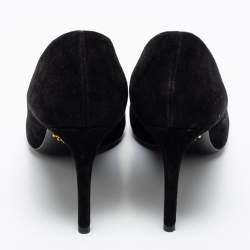 Pre Owned Prada Black Suede Pointed Toe Pumps Size 40.5