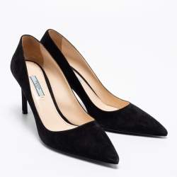 Pre Owned Prada Black Suede Pointed Toe Pumps Size 40.5