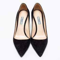 Pre Owned Prada Black Suede Pointed Toe Pumps Size 40.5