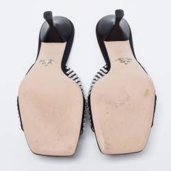 Pre Owned Prada Black Fabric Crystal Embellished Slide Sandals Size 38