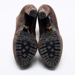 Pre Owned Prada Brown Suede Platform Ankle Boots Size 37