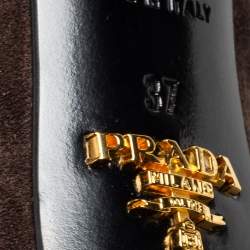 Pre Owned Prada Brown Suede Platform Ankle Boots Size 37