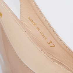 Pre Owned Prada Beige Patent Leather Slingback Pumps Size 37