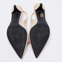 Pre Owned Prada Beige Patent Leather Slingback Pumps Size 37