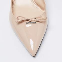 Pre Owned Prada Beige Patent Leather Slingback Pumps Size 37