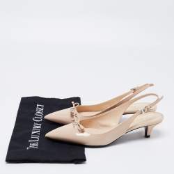 Pre Owned Prada Beige Patent Leather Slingback Pumps Size 37
