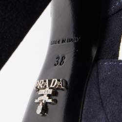 Pre Owned Prada Navy Blue Suede Ankle Strap Platform Sandals Size 38