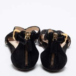 Pre Owned Prada Black Suede Cutout Sandals Size 37