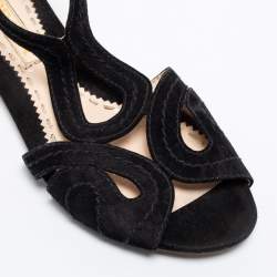 Pre Owned Prada Black Suede Cutout Sandals Size 37