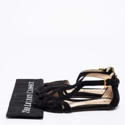 Pre Owned Prada Black Suede Cutout Sandals Size 37