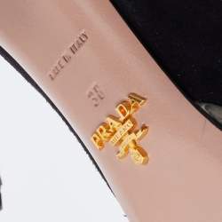 Pre Owned Prada Black/Grey Suede and Python Block Heel Platform Pumps Size 38