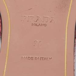 Pre Owned Prada Pink/Beige Python Leather Flat Slides Size 36