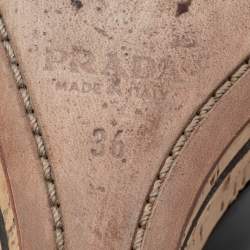 Pre Owned Prada Black Patent Leather Peep Toe Cork Wedge Pumps Size 36