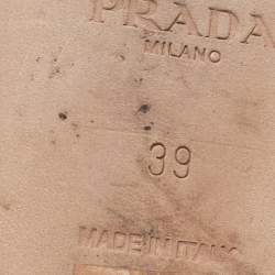 Pre Owned Prada Black Patent Leather Logo Thong Flats Size 39