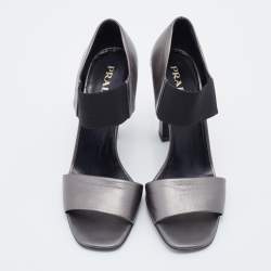 Prada Grey Leather Ankle Strap Sandals Size 39