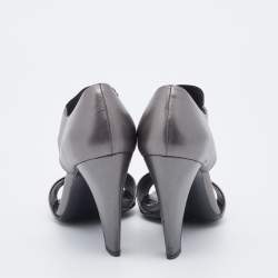 Prada Grey Leather Ankle Strap Sandals Size 39