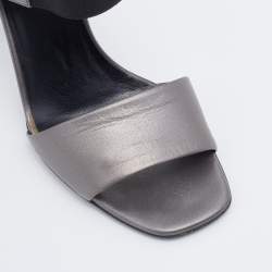 Prada Grey Leather Ankle Strap Sandals Size 39