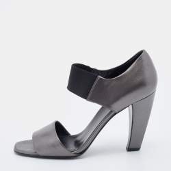 Prada Grey Leather Ankle Strap Sandals Size 39