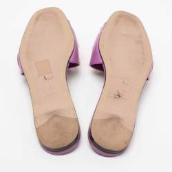 Prada Purple Patent Leather Heart Motif Flat Slide Sandals Size 38.5