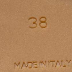 Pre Owned Prada Orange Leather Fish Studded Platform Wedge Slide Sandals Size 38