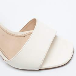 Prada Off-White Patent Leather Ankle-Strap Sandals Size 38