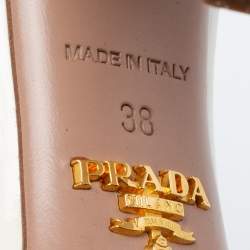 Prada Off-White Patent Leather Ankle-Strap Sandals Size 38