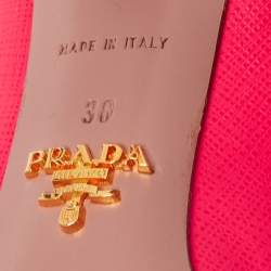 Pre Owned Prada Neon Pink Saffiano Leather Pointed-Toe Pumps Size 38