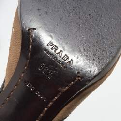 Prada Vintage Grey Suede Tweed Bow Mules Size 36.5
