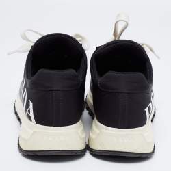 Pre Owned Prada Black/White Nylon Lace Up Sneakers Size 39