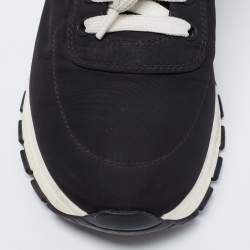Pre Owned Prada Black/White Nylon Lace Up Sneakers Size 39