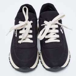 Pre Owned Prada Black/White Nylon Lace Up Sneakers Size 39
