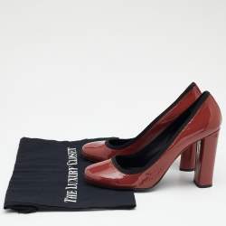 Pre Owned Prada Sports Vermilion Patent Leather Pumps Size 38.5