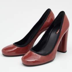 Pre Owned Prada Sports Vermilion Patent Leather Pumps Size 38.5