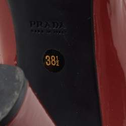 Pre Owned Prada Sports Vermilion Patent Leather Pumps Size 38.5