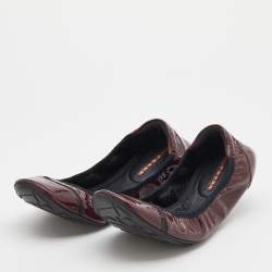 Prada Burgundy Patent Leather Scrunch Ballet Flats Size 39