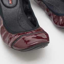 Prada Burgundy Patent Leather Scrunch Ballet Flats Size 39