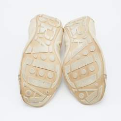 Pre Owned Prada Cream/Gold Leather Scrunch Ballet Flats Size 38.5