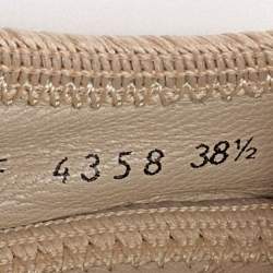 Pre Owned Prada Cream/Gold Leather Scrunch Ballet Flats Size 38.5