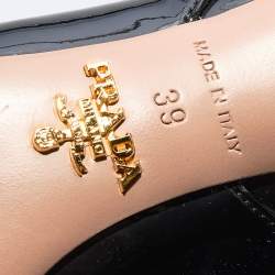 Pre Owned Prada Black Patent Leather Peep Toe Slingback Sandals Size 39